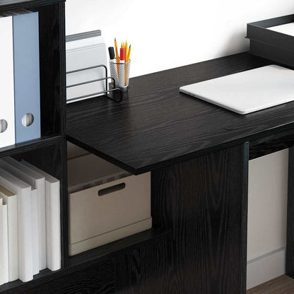 Desk with Shelf Black Oak 131.5 x 50 x 106.5 cm Engineered Wood