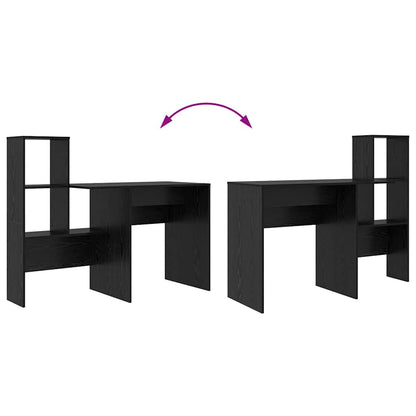 Desk with Shelf Black Oak 131.5 x 50 x 106.5 cm Engineered Wood