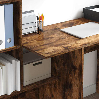 Desk Smoked Oak Engineered Wood 131.5 x 50 x 106.5 cm