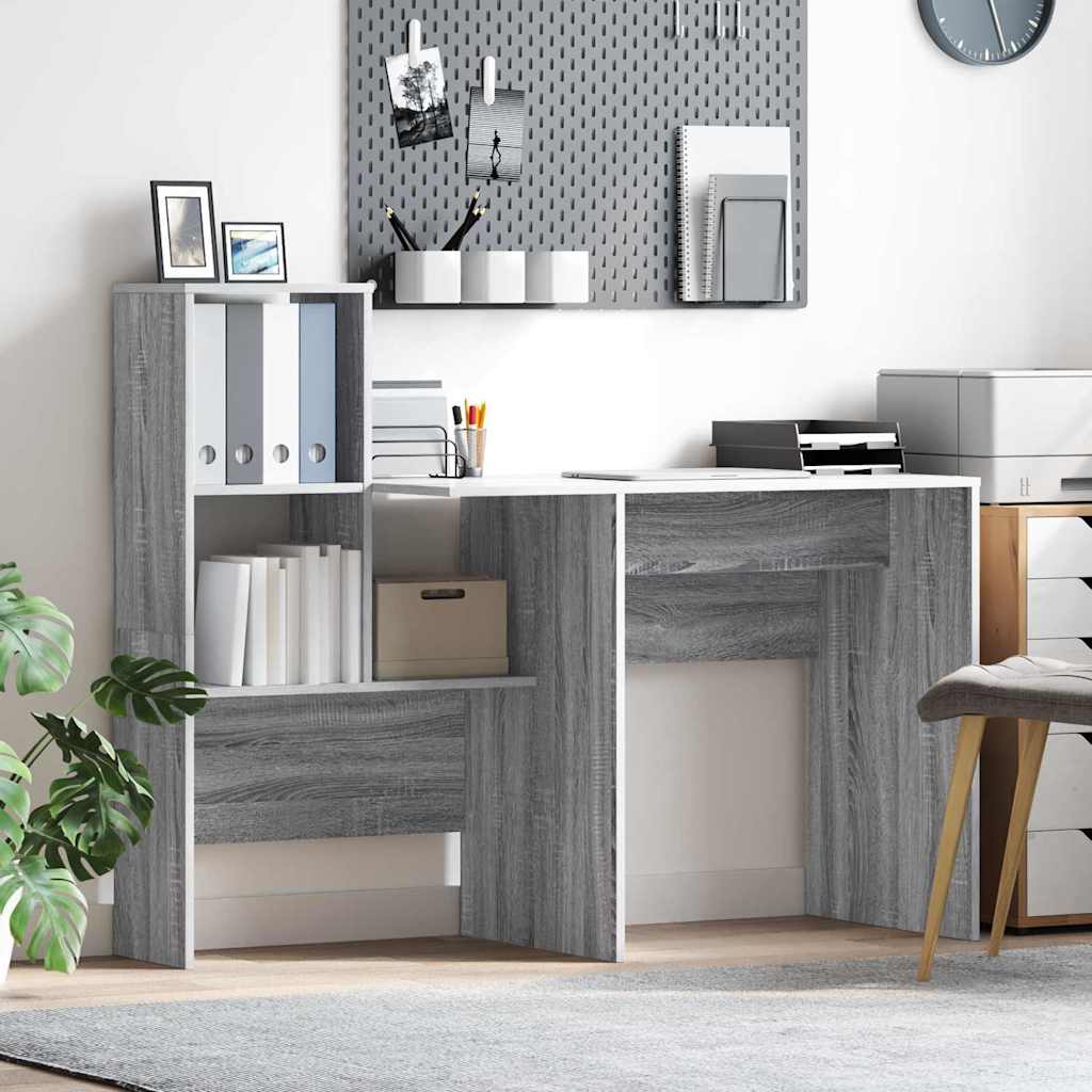 Desk Grey Sonoma 131.5 x 50 x 106.5 cm Engineered Wood