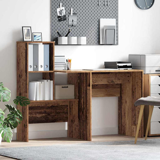 Desk with Shelf Old Wood 131.5 x 50 x 106.5 cm Engineered Wood