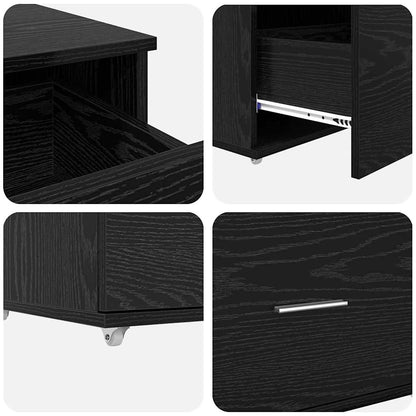 Drawer Cabinet with Wheel Black Oak 55 x 45 x 31 cm