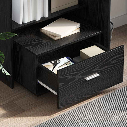 Drawer Cabinet with Wheel Black Oak 55 x 45 x 31 cm