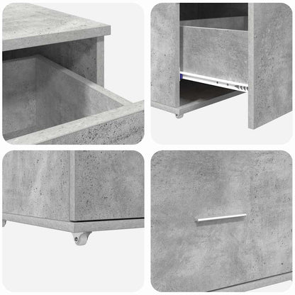 Drawer Cabinet with Wheel Concrete Grey 55 x 45 x 31 cm