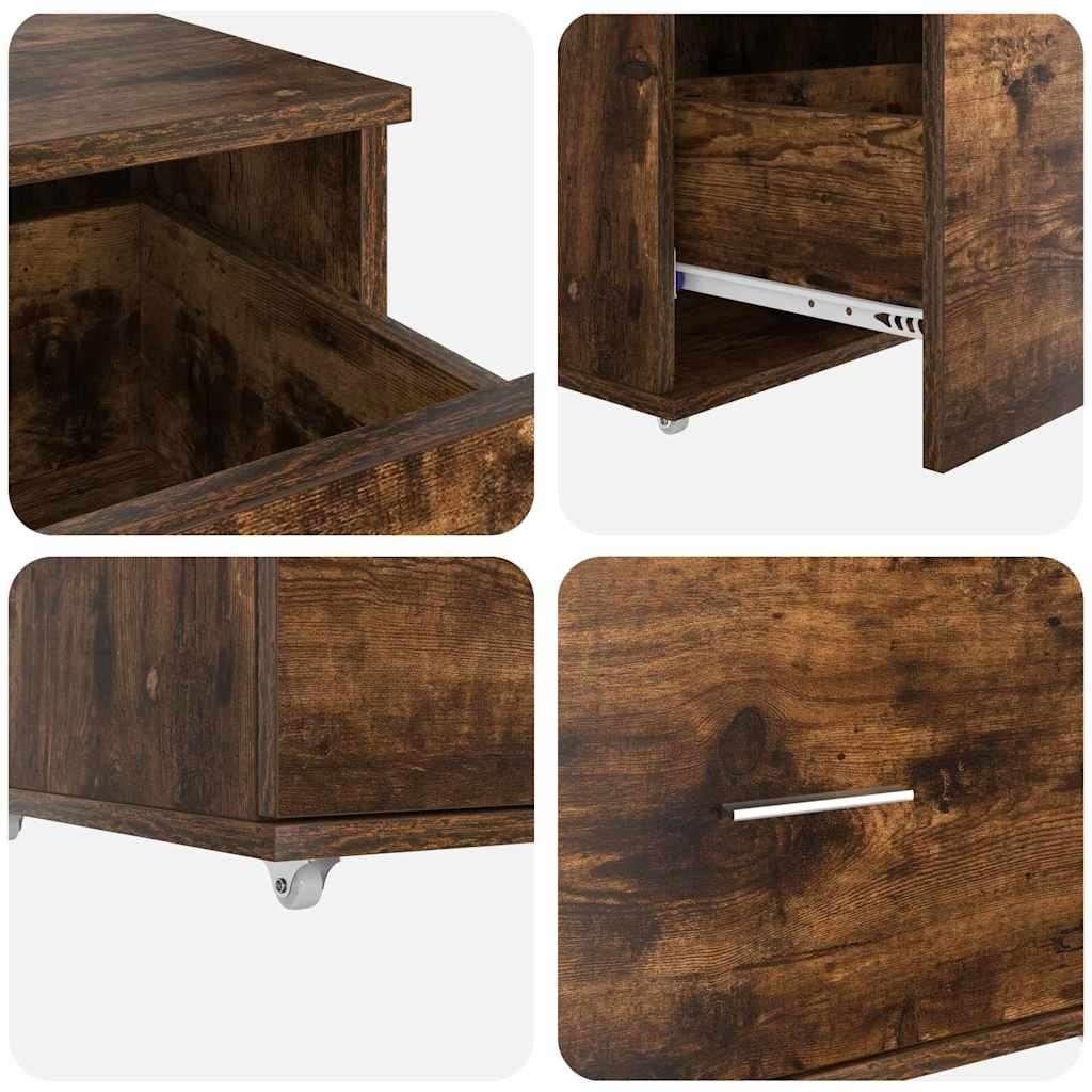 Drawer Cabinet with Wheel Smoked Oak 55 x 45 x 31 cm