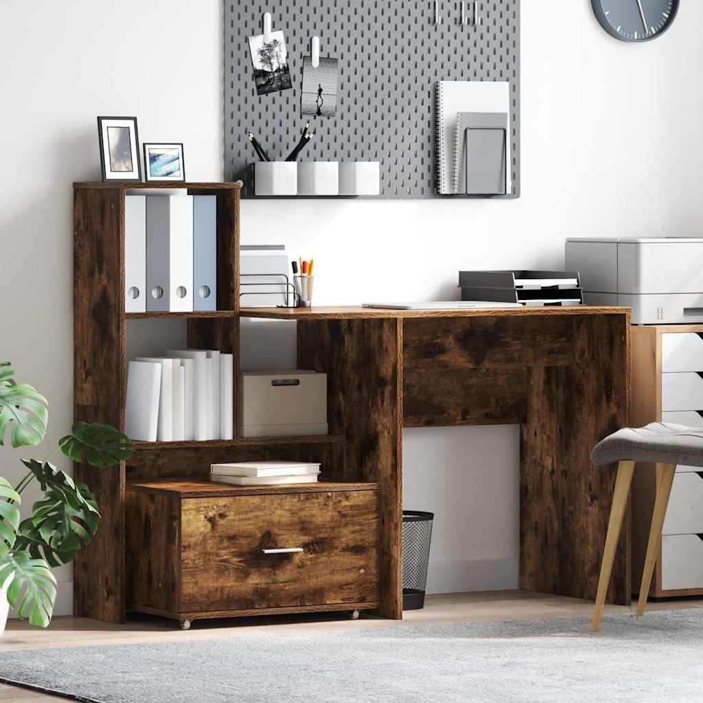 Drawer Cabinet with Wheel Smoked Oak 55 x 45 x 31 cm
