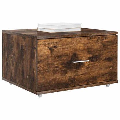 Drawer Cabinet with Wheel Smoked Oak 55 x 45 x 31 cm