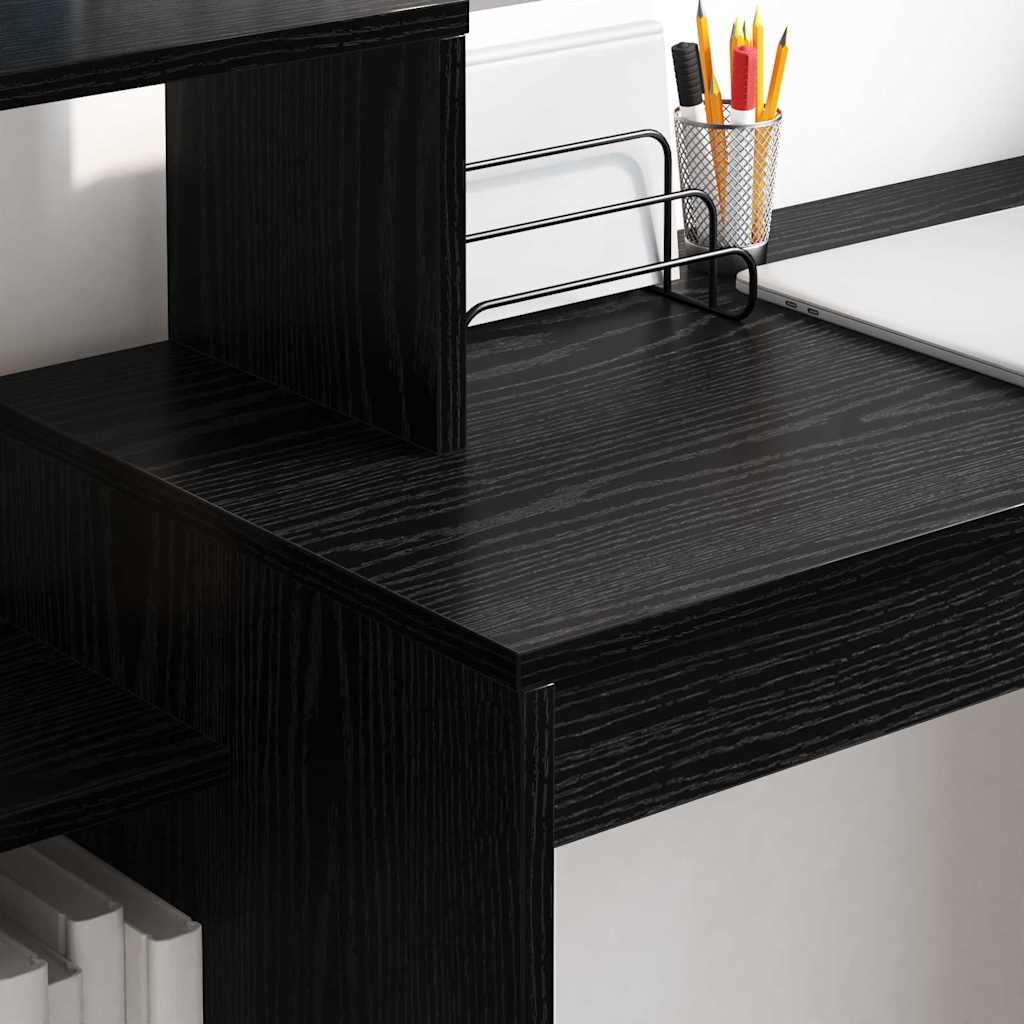 Desk with Shelf Black Oak 100 x 40 x 90 cm Engineered Wood