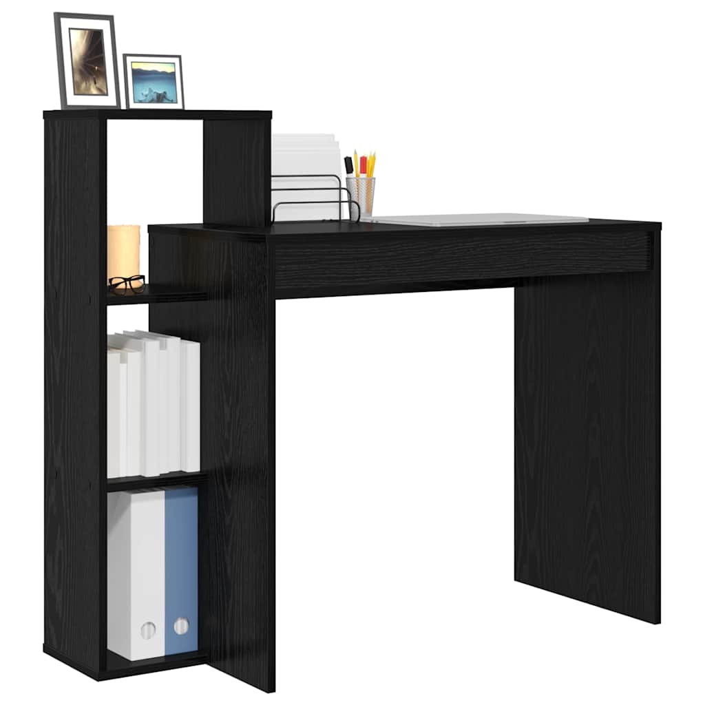 Desk with Shelf Black Oak 100 x 40 x 90 cm Engineered Wood