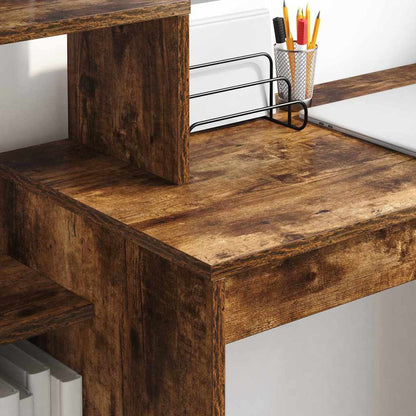 Desk with Shelf Smoked Oak 100 x 40 x 90 cm Engineered Wood