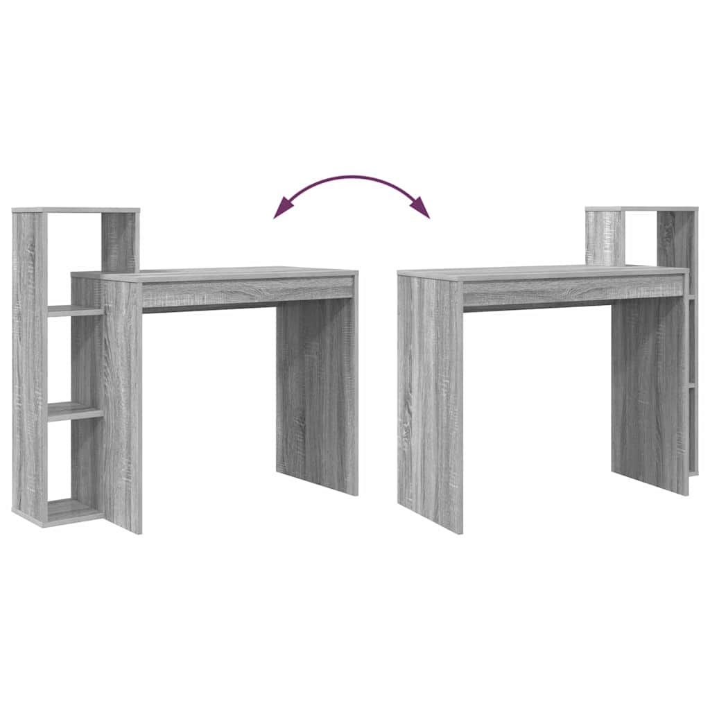 Desk with Shelf Grey Sonoma 100 x 40 x 90 cm Engineered Wood