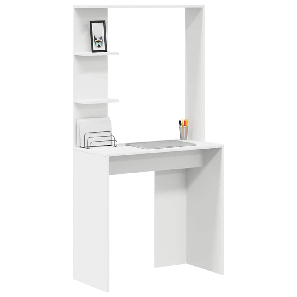 Desk with Shelf White 78.5 x 37 x 154.5 cm Engineered Wood