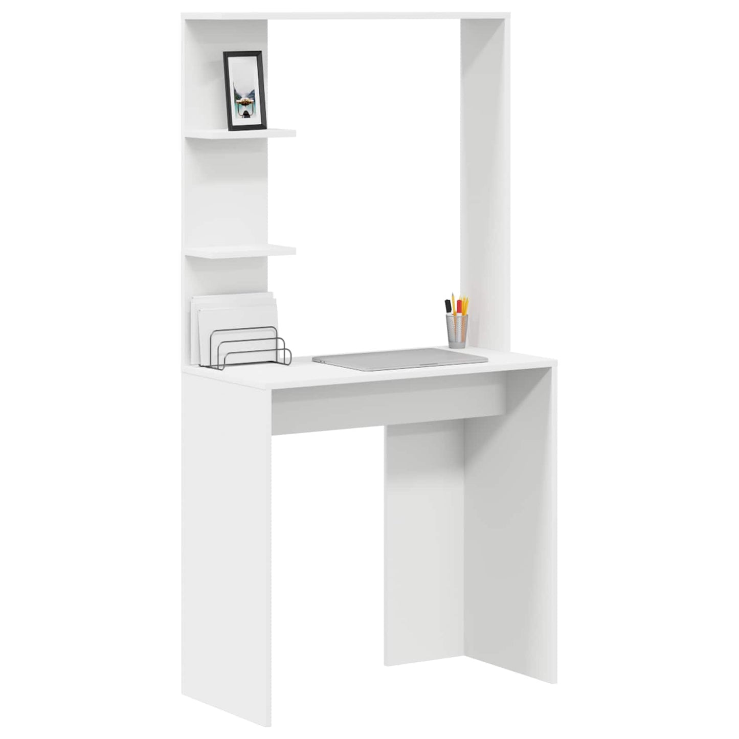 Desk White Engineered Wood 78.5 x 37 x 154.5 cm