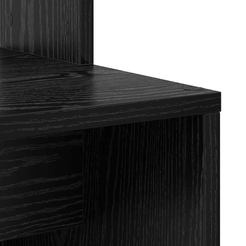 Desk with Shelf Black Oak 78.5 x 37 x 154.5 cm Engineered Wood