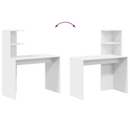 Desk with Shelf White 102 x 50 x 124 cm Engineered Wood