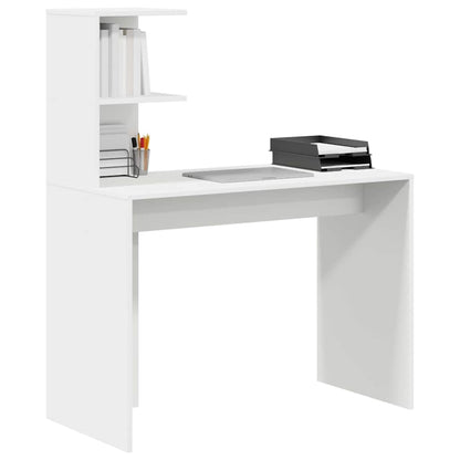 Desk with Shelf White 102 x 50 x 124 cm Engineered Wood