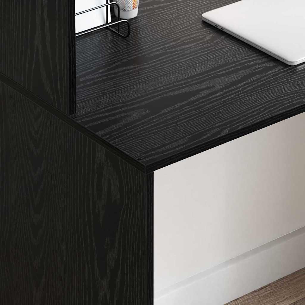 Desk with Shelf Black Oak 102 x 50 x 124 cm Engineered Wood