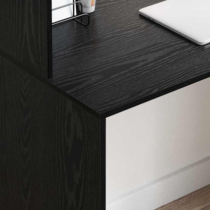 Desk with Shelf Black Oak 102 x 50 x 124 cm Engineered Wood