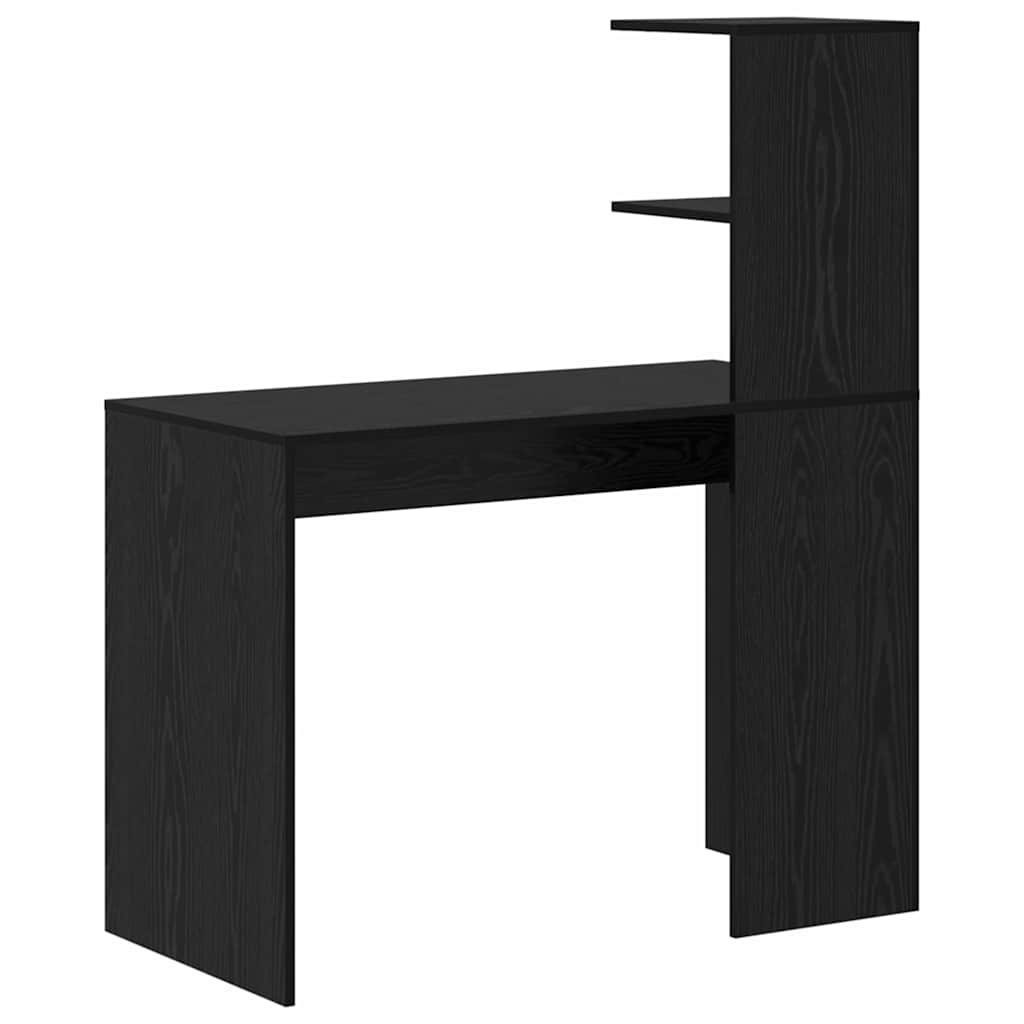 Desk with Shelf Black Oak 102 x 50 x 124 cm Engineered Wood
