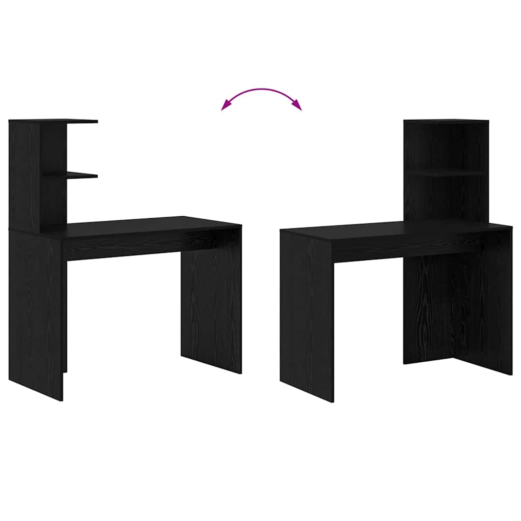 Desk Black Oak 102 x 50 x 124 cm Engineered Wood