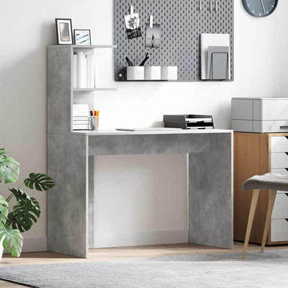 Desk with Shelf Concrete Grey 102 x 50 x 124 cm Engineered Wood