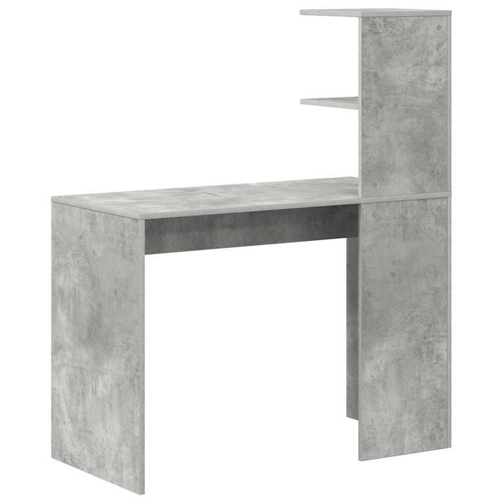 Desk with Shelf Concrete Grey 102 x 50 x 124 cm Engineered Wood