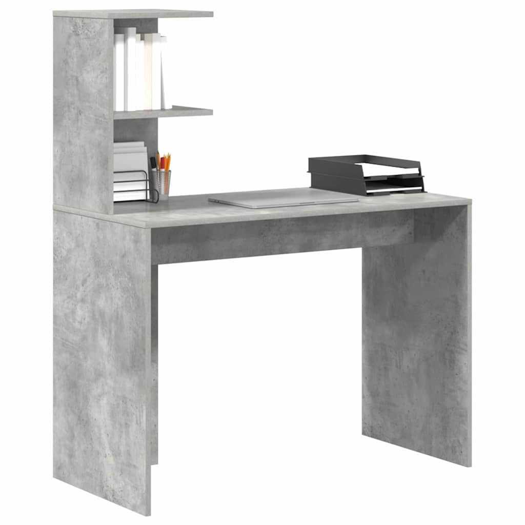 Desk with Shelf Concrete Grey 102 x 50 x 124 cm Engineered Wood