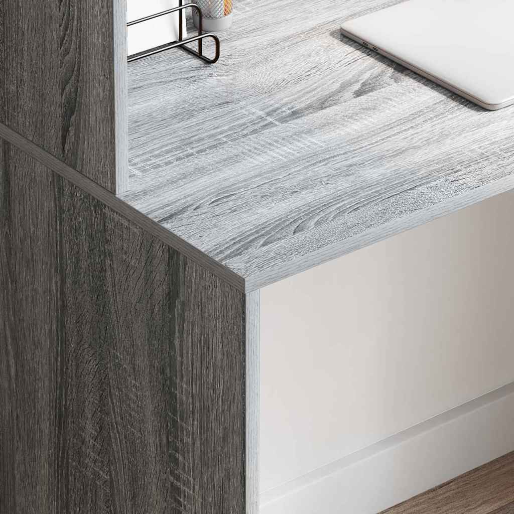 Desk with Shelf Grey Sonoma 102 x 50 x 124 cm Engineered Wood