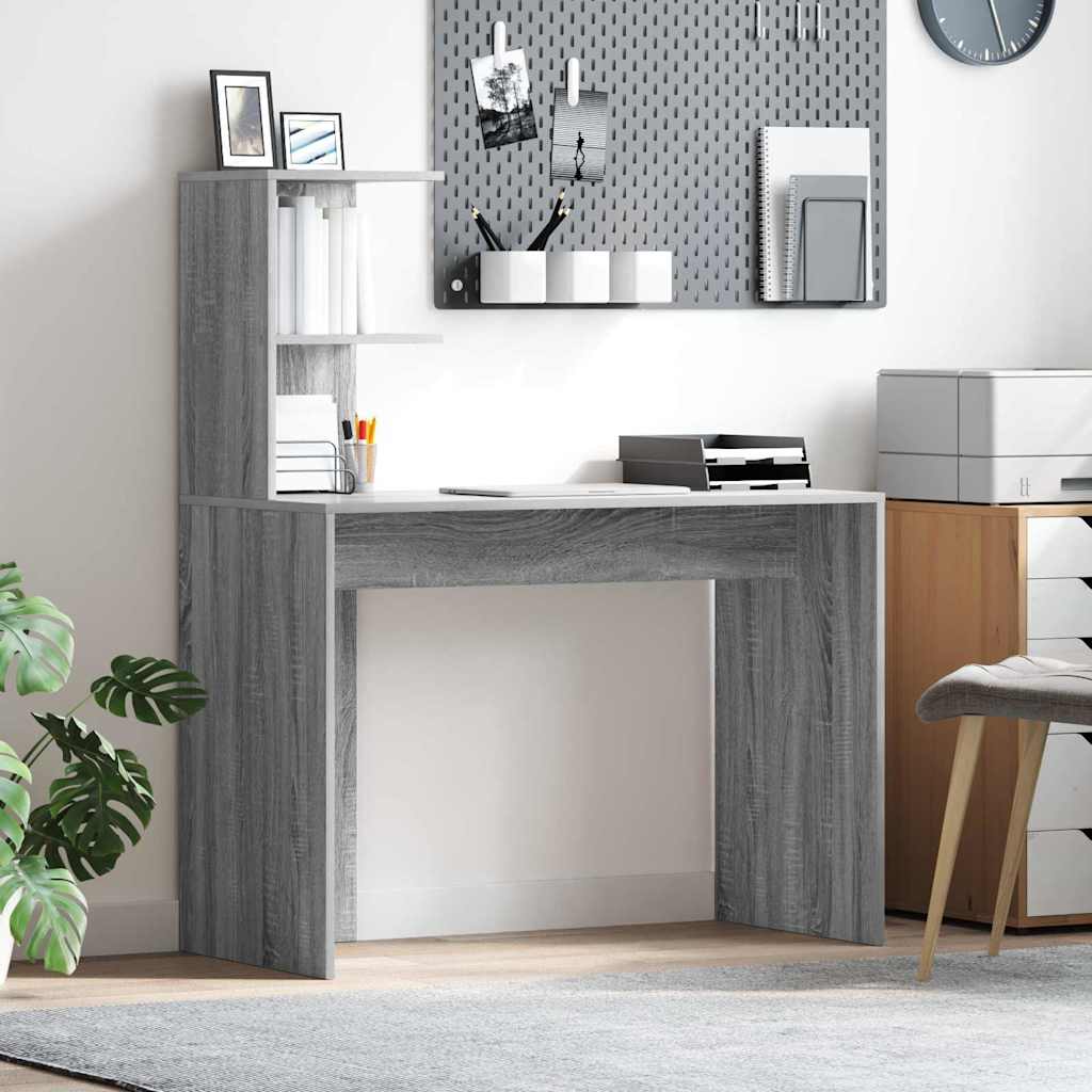 Desk with Shelf Grey Sonoma 102 x 50 x 124 cm Engineered Wood
