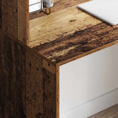Desk with Shelf Old Wood 102 x 50 x 124 cm Engineered Wood