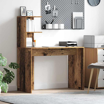 Desk with Shelf Old Wood 102 x 50 x 124 cm Engineered Wood