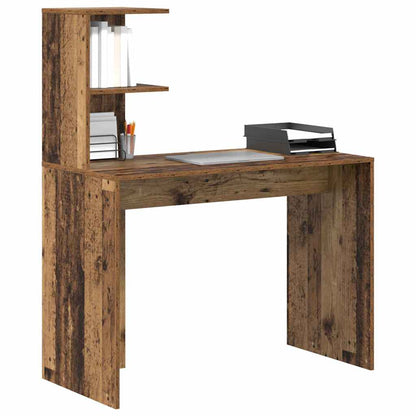 Desk with Shelf Old Wood 102 x 50 x 124 cm Engineered Wood