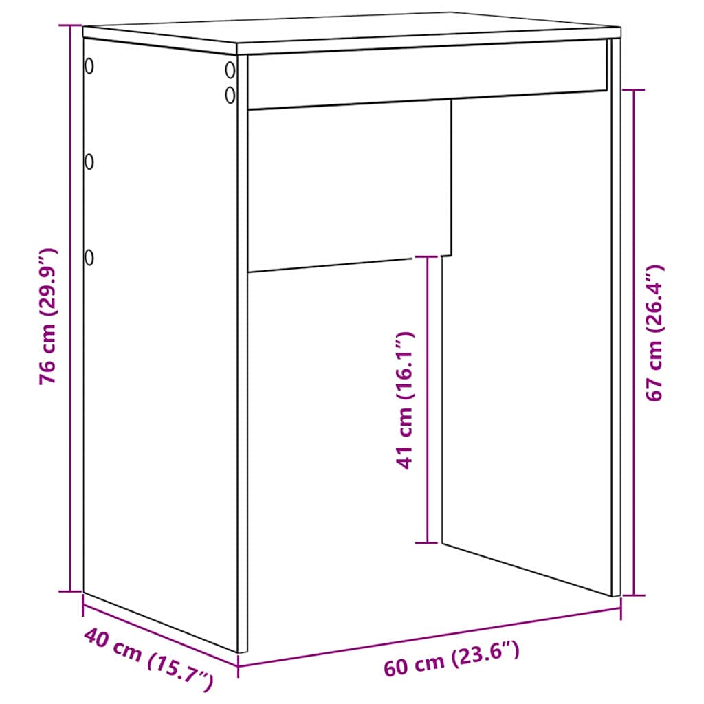 Desk Smoked Oak 60 x 40 x 76 cm
