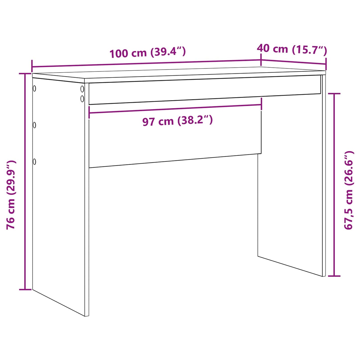 Desk White 100 x 40 x 76 cm