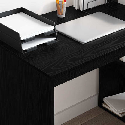 Desk with Shelf Black Oak 108 x 55 x 103.5 cm Engineered Wood