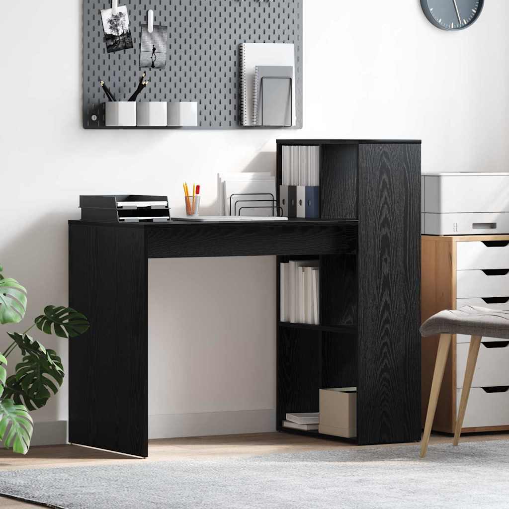 Desk with Shelf Black Oak 108 x 55 x 103.5 cm Engineered Wood