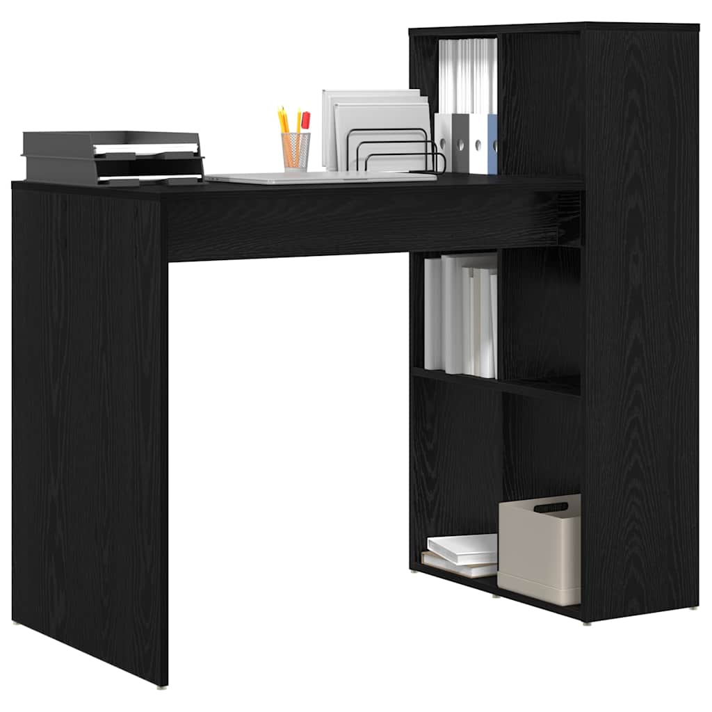 Desk with Shelf Black Oak 108 x 55 x 103.5 cm Engineered Wood