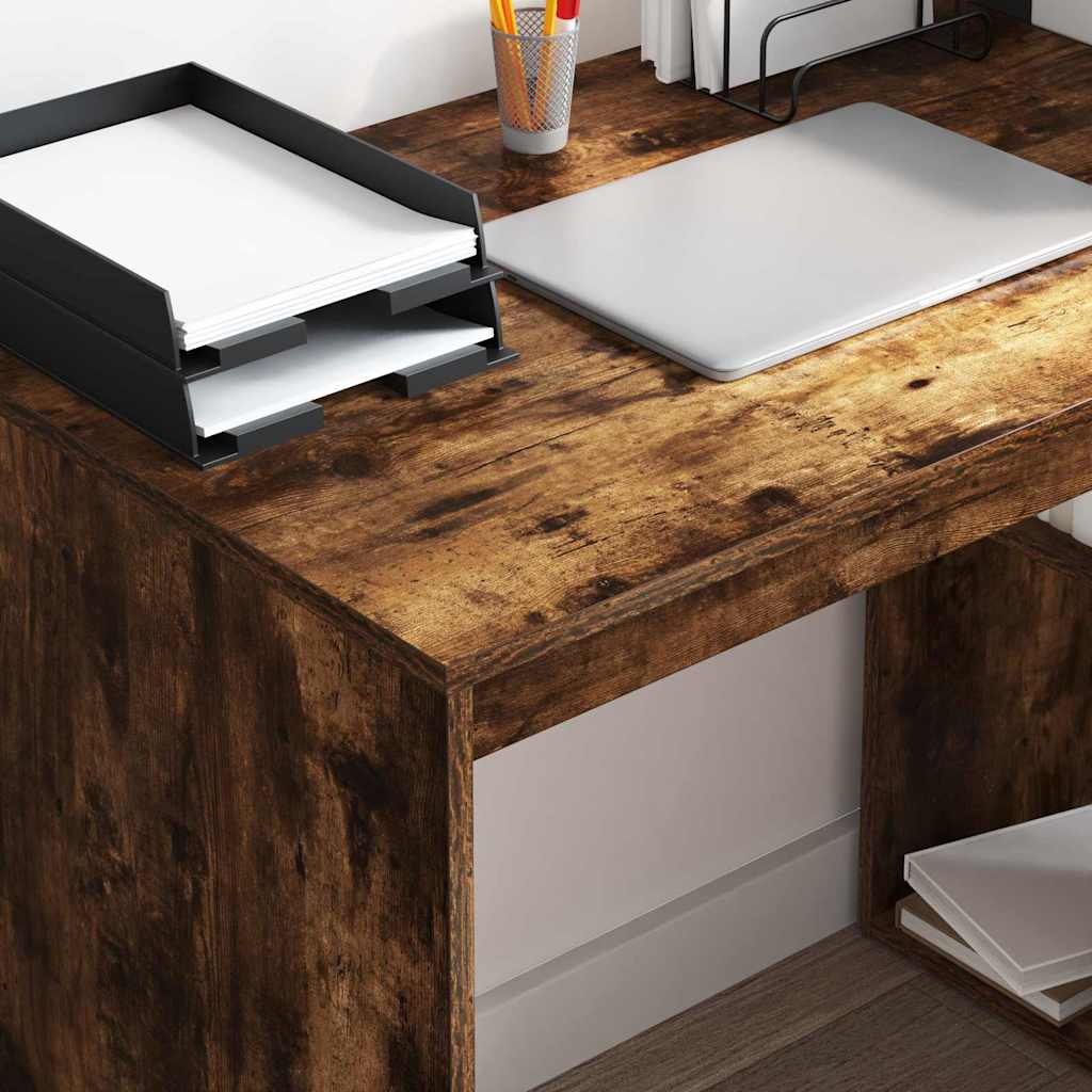 Desk with Shelf Smoked Oak 108 x 55 x 103.5 cm Engineered Wood