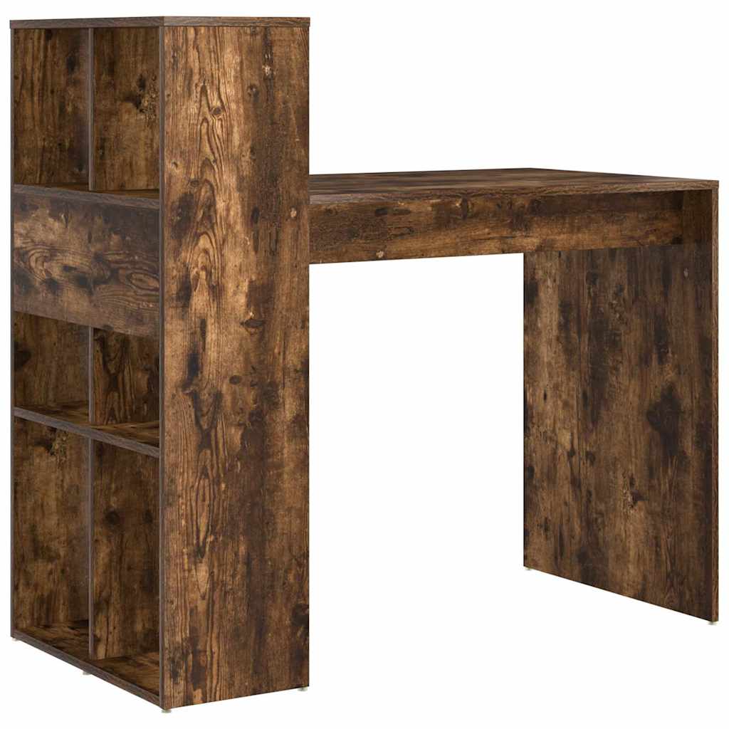 Desk with Shelf Smoked Oak 108 x 55 x 103.5 cm Engineered Wood