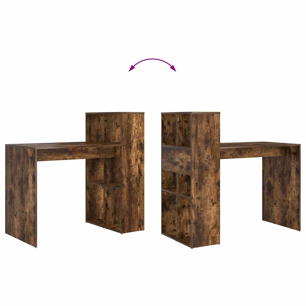 Desk with Shelf Smoked Oak 108 x 55 x 103.5 cm Engineered Wood