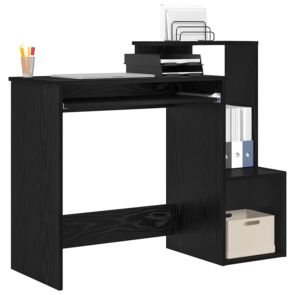 Desk with Drawer Black Oak 106 x 41 x 88.5 cm Engineered Wood