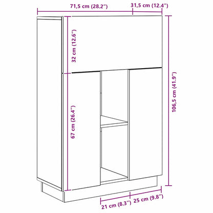Desk with Shelf White 71.5 x 31.5 x 106.5 cm Engineered Wood