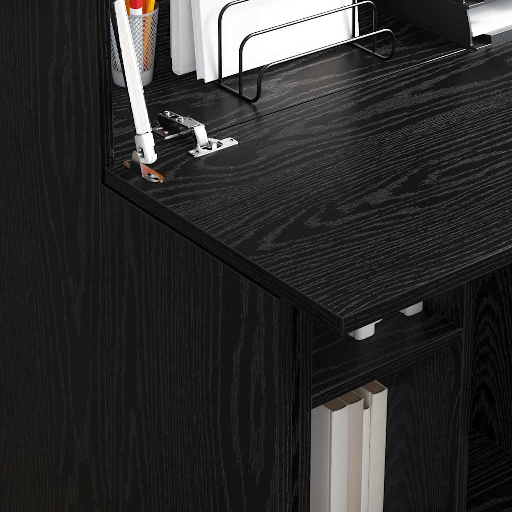 Desk with Door Black Oak 71.5 x 31.5 x 106.5 cm Engineered Wood