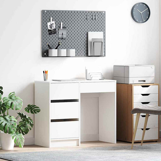 Desk with Drawer White 90 x 37.5 x 75 cm Engineered Wood