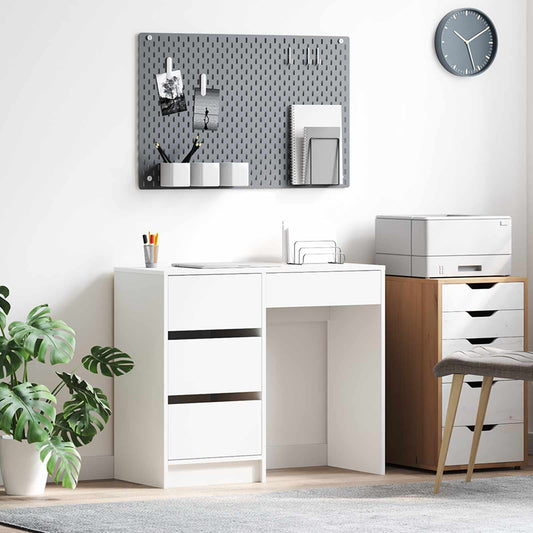 Desk White Engineered Wood 90 x 37.5 x 75 cm