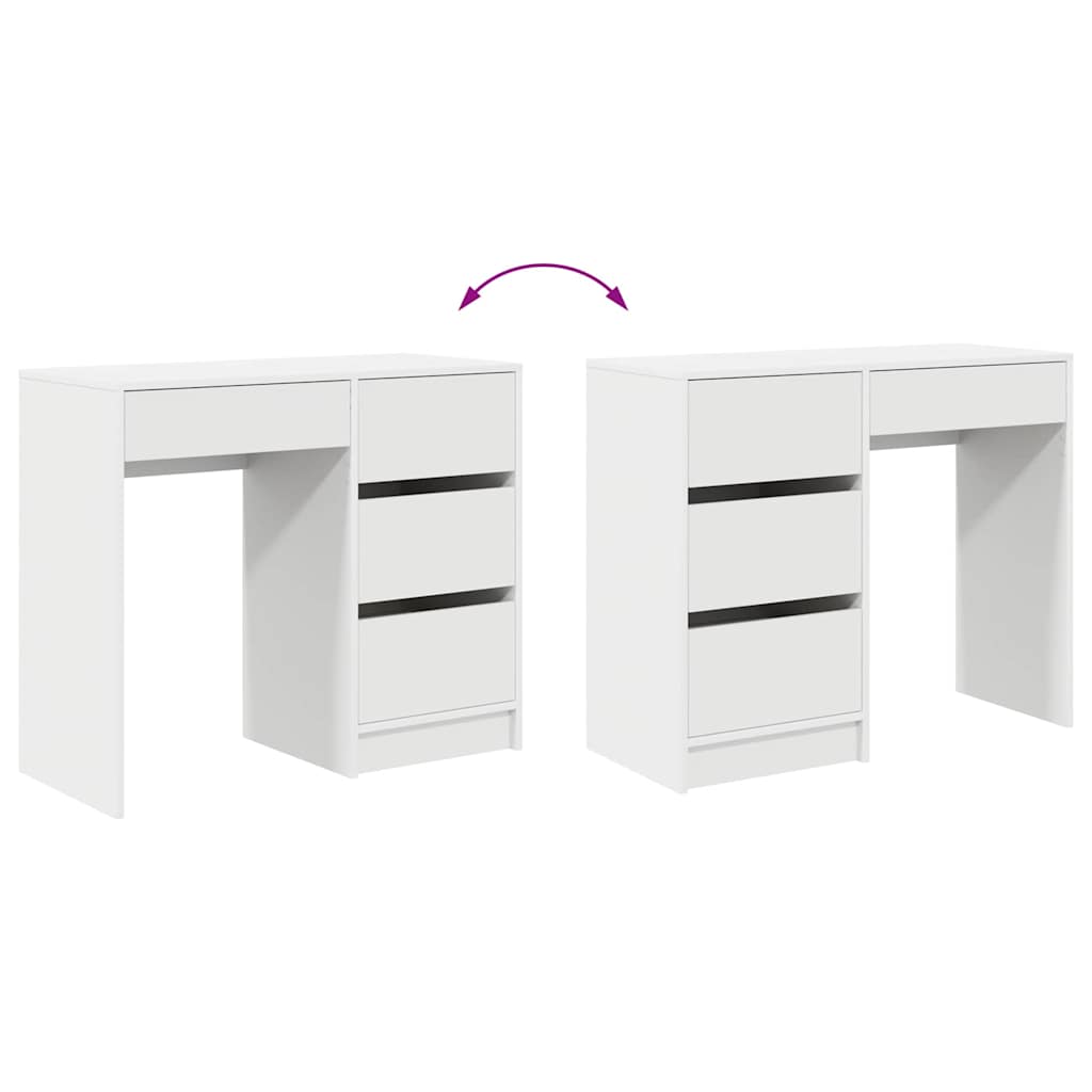 Desk with Drawer White 90 x 37.5 x 75 cm Engineered Wood