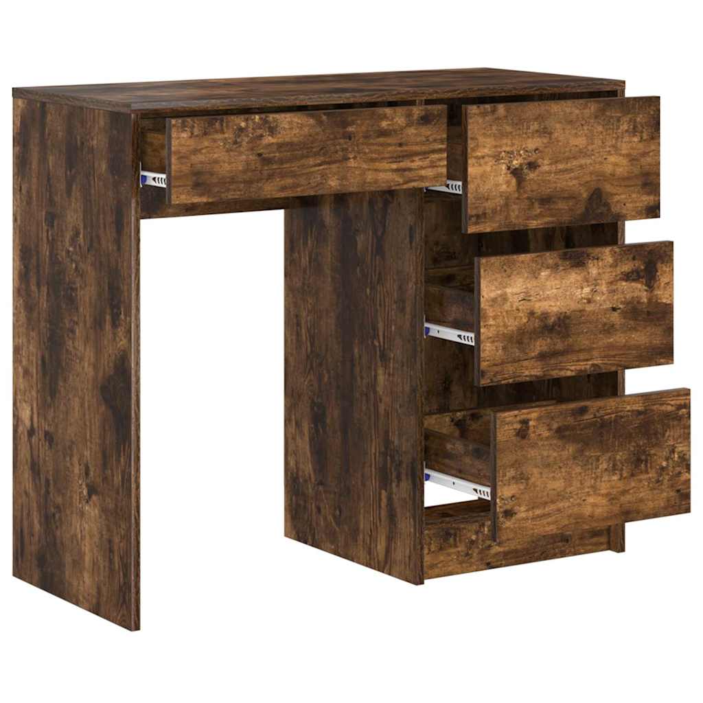 Desk with Drawer Smoked Oak 90 x 37.5 x 75 cm Engineered Wood