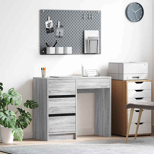 Desk with Drawer Grey Sonoma 90 x 37.5 x 75 cm Engineered Wood