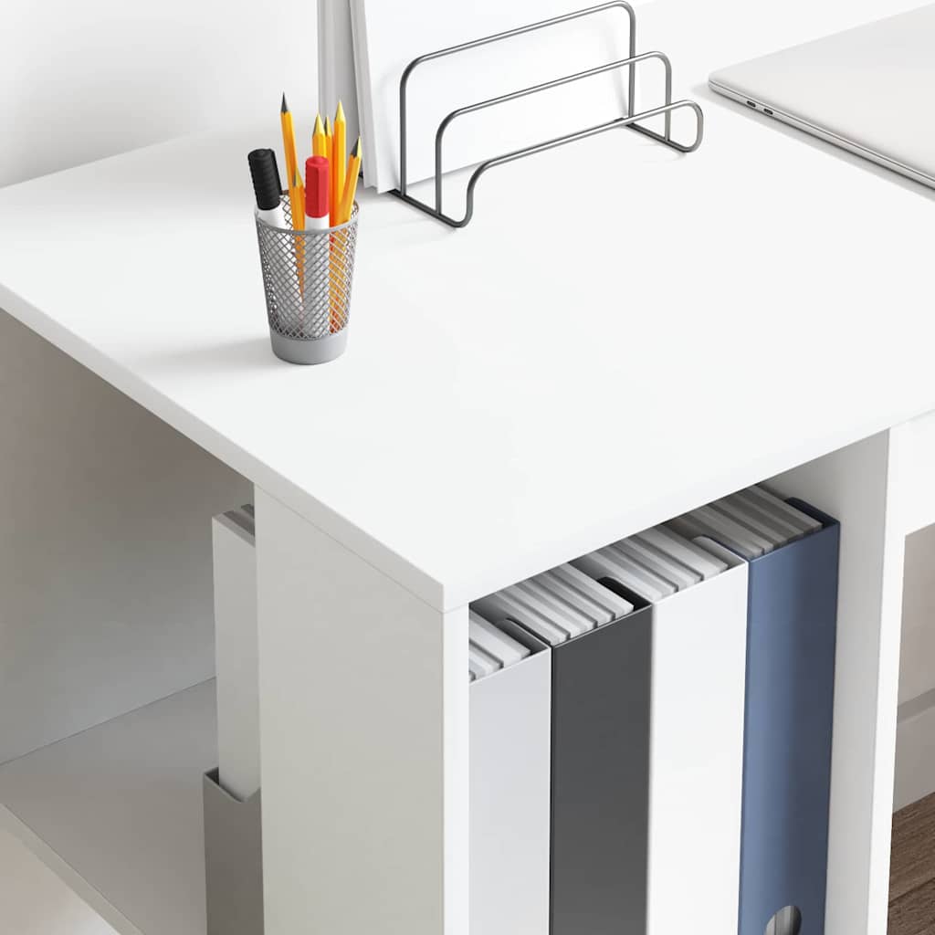 Desk White Engineered Wood 130 x 50.5 x 75 cm