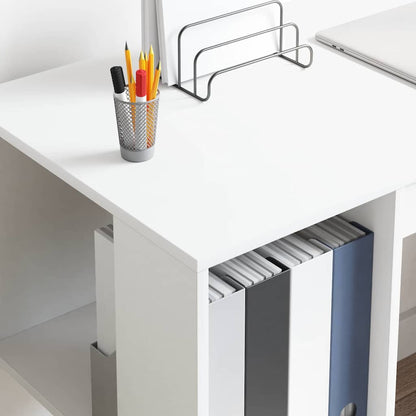 Desk White Engineered Wood 130 x 50.5 x 75 cm